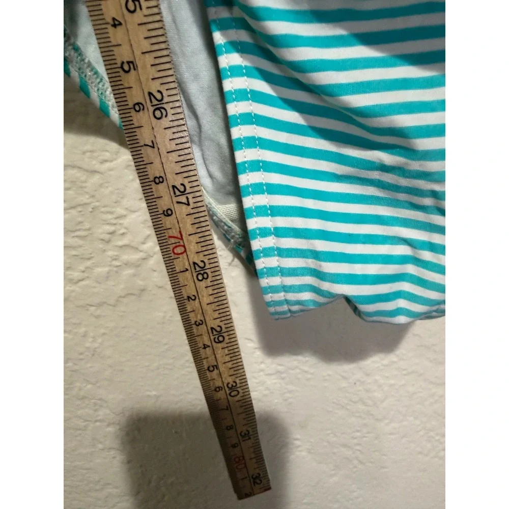 Bond-Eye Australia Teal White Striped Ruched One Piece Swimsuit US‎ 10 Multi Cup